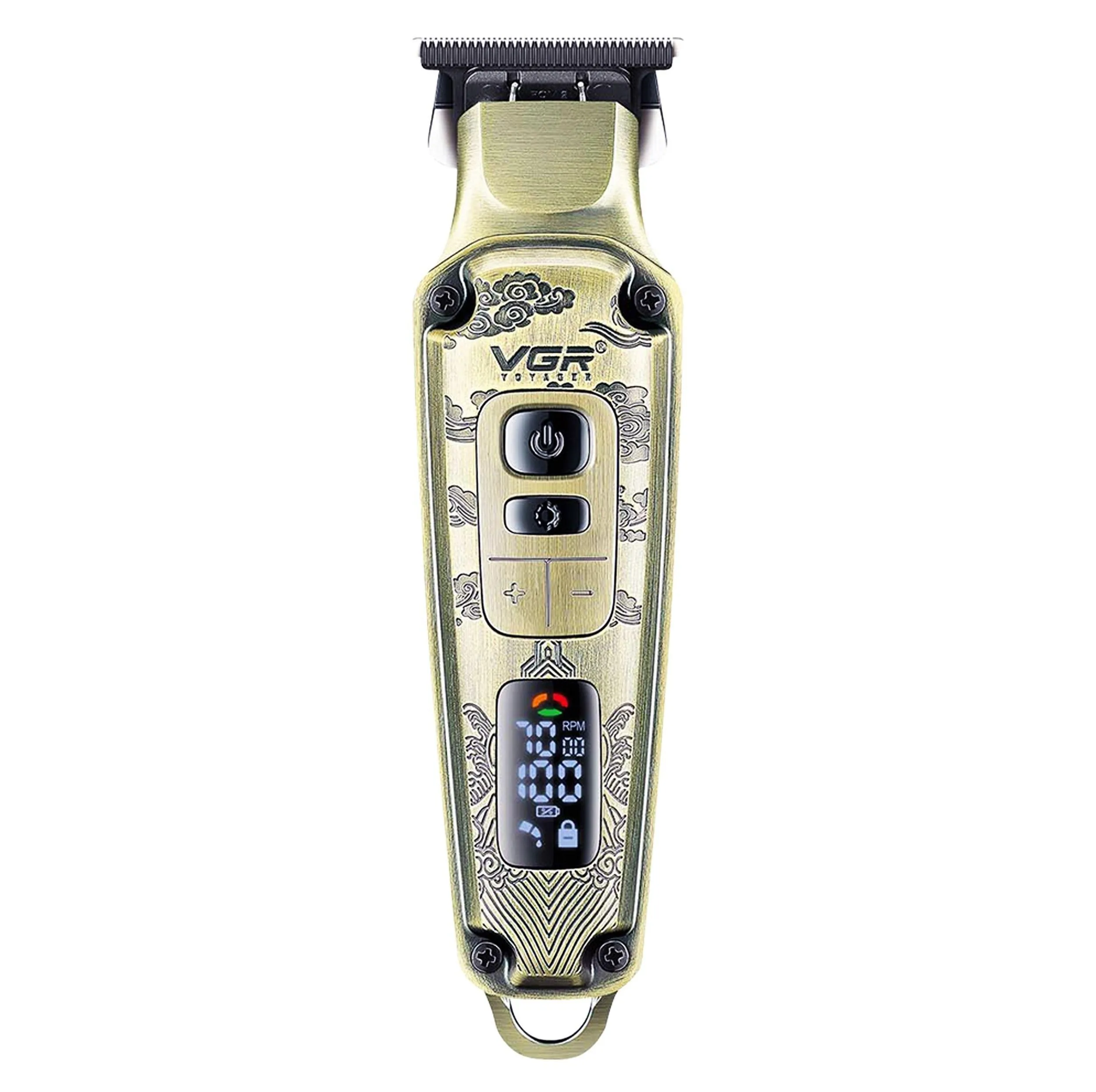 ماشین اصلاح موی صورت شارژی وی جی ار مدل 901 PRO PLUS با تیغه تیتانیوم، قابلیت صفر زنی، شارژ سریع و 4 شانه تنظیم ارتفاع
