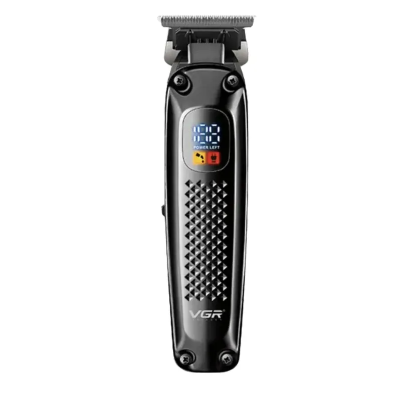 ماشین اصلاح موی سر و صورت وی جی ار مدل V-972 با تیغه‌های سرامیکی و متالورژیک پودری، قابلیت تنظیم سرعت، طراحی ارگونومیک، منبع انرژی برق و باتری، شارژ USB Type-C، ظرفیت باتری 1400 میلی‌آمپر ساعت، مدت زمان استفاده 180 دقیقه، همراه با 4 شانه متحرک