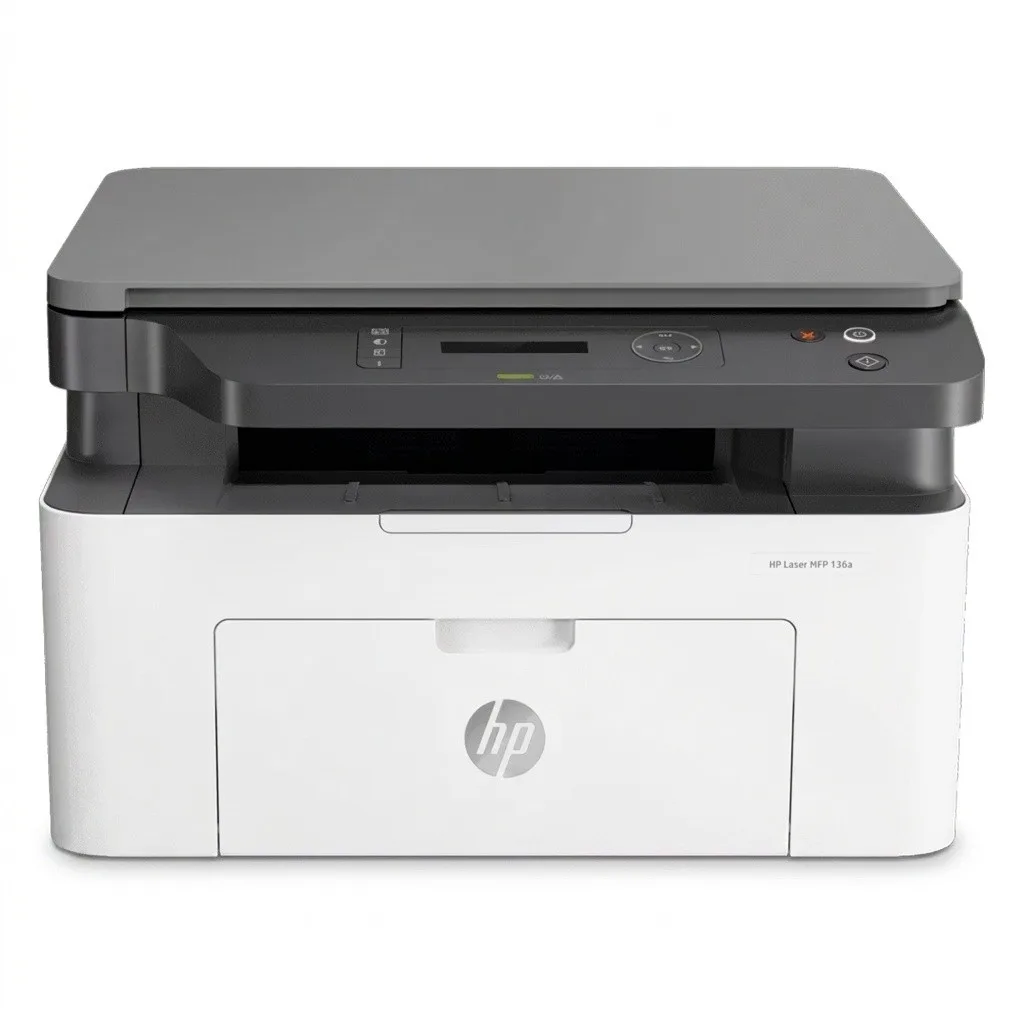 پرینتر لیزری 3 کاره اچ‌پی مدل LaserJet MFP 136a با قابلیت پرینت، اسکن و کپی، اتصال USB و نمایشگر