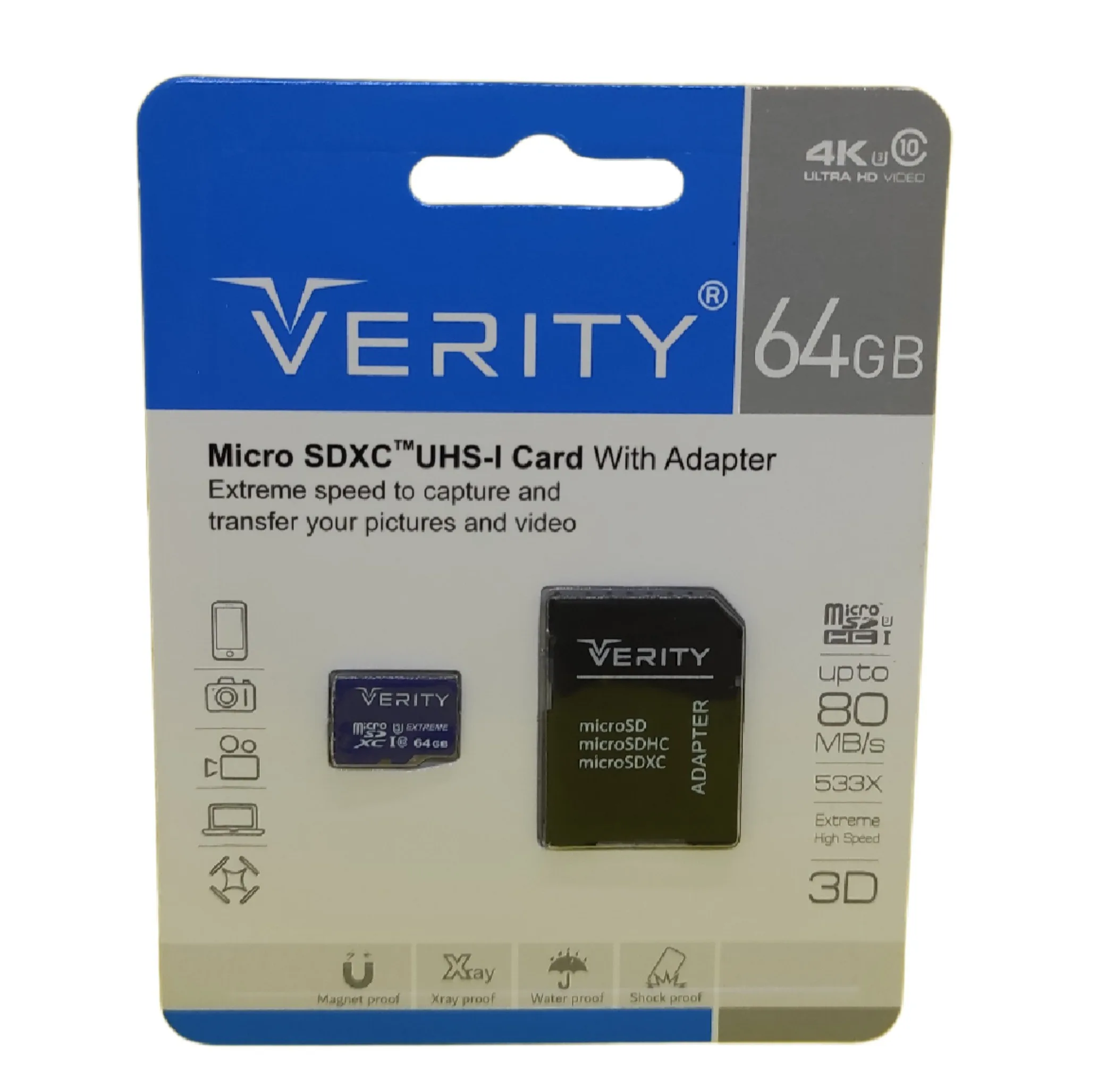 کارت حافظه microSDHC وریتی مدل Final 600X کلاس 10 استاندارد UHS-I U3 سرعت 80MBps ظرفیت 64 گیگابایت به همراه آداپتور SD