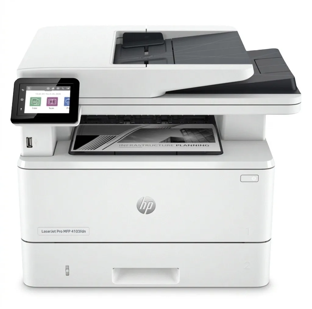 پرینتر لیزری 4 کاره اچ‌پی مدل LaserJet Pro MFP 4103fdn با چاپ و اسکن دورو خودکار، فیدر 50 برگی و نمایشگر لمسی رنگی
