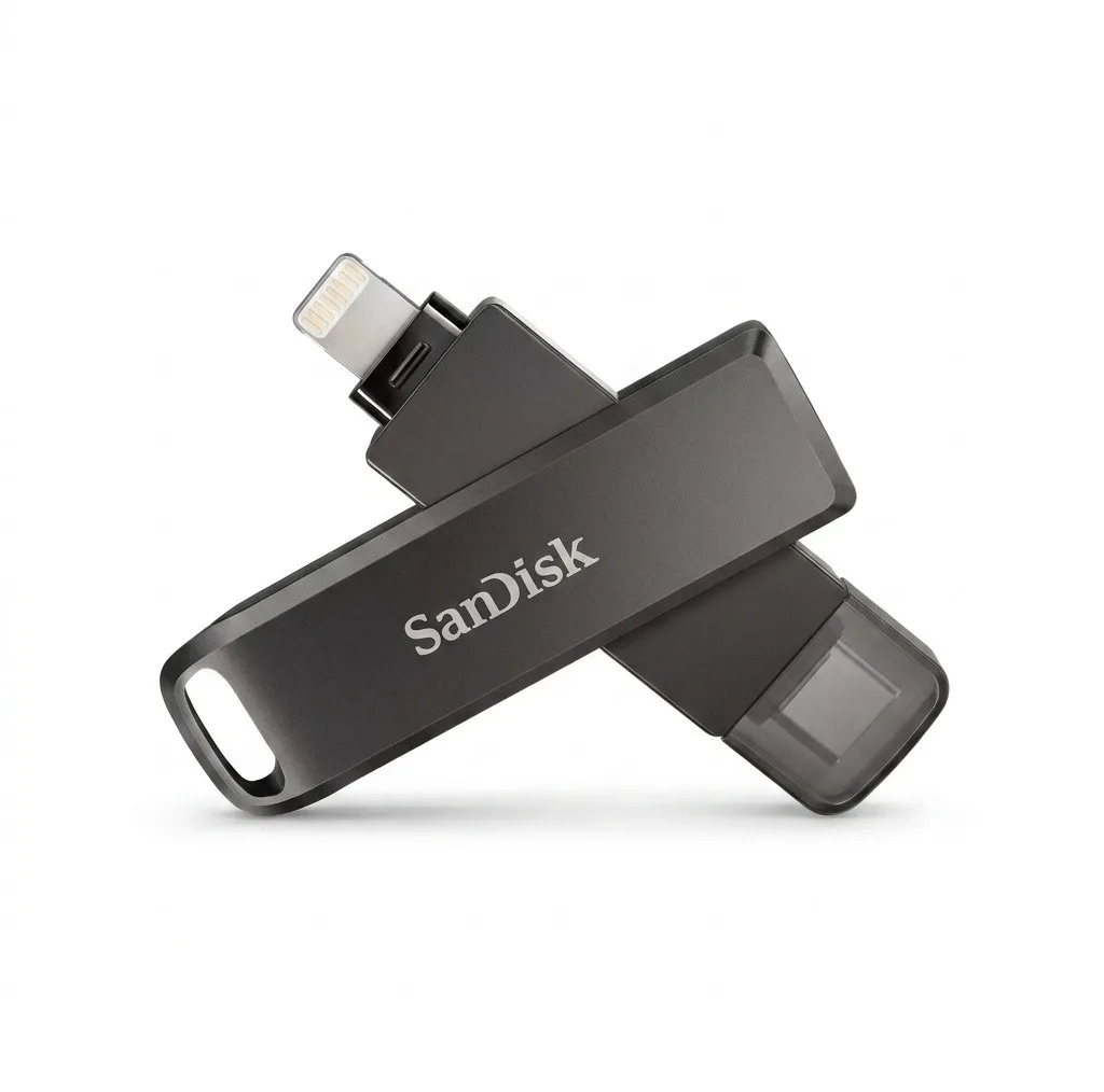 فلش مموری سن دیسک مدل PHONE DRIVE ( LIGHTNING / TYPE-C ) ظرفیت 256 گیگابایت با رابط لایتنینگ، USB Type-C