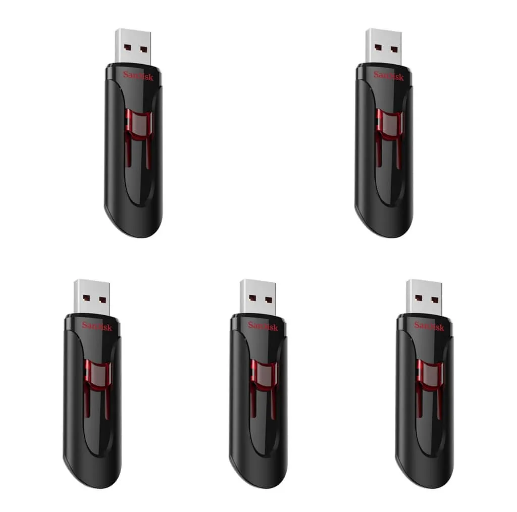 فلش مموری سن دیسک مدل CRUZER GLIDE USB3.0 ظرفیت 64 گیگابایت بسته 5 عددی