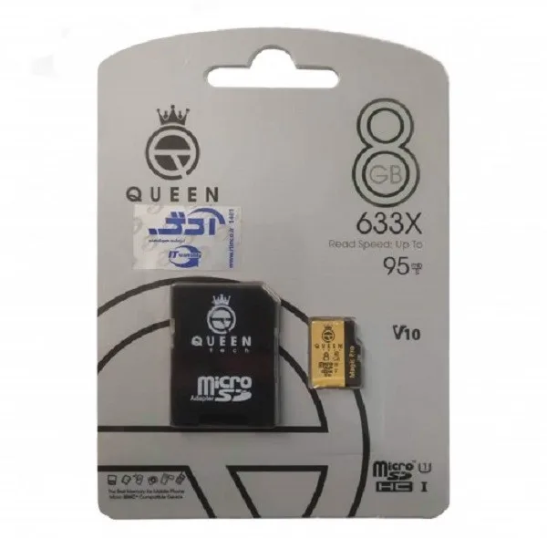 کارت حافظه Micro SD HC کوئین تک مدل A2-V10-633X کلاس 10 استاندارد UHS-l U3 سرعت 95MBps ظرفیت 8 گیگابایت به همراه آداپتور SD