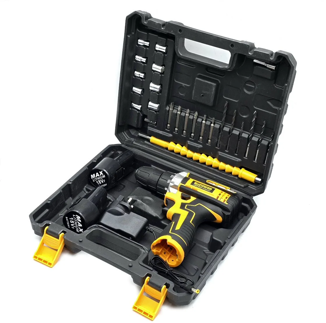 دریل پیچ گوشتی شارژی نیوپاور مدل JAPAN-TECHNOLOGY-18V مجوعه 28 عددی
