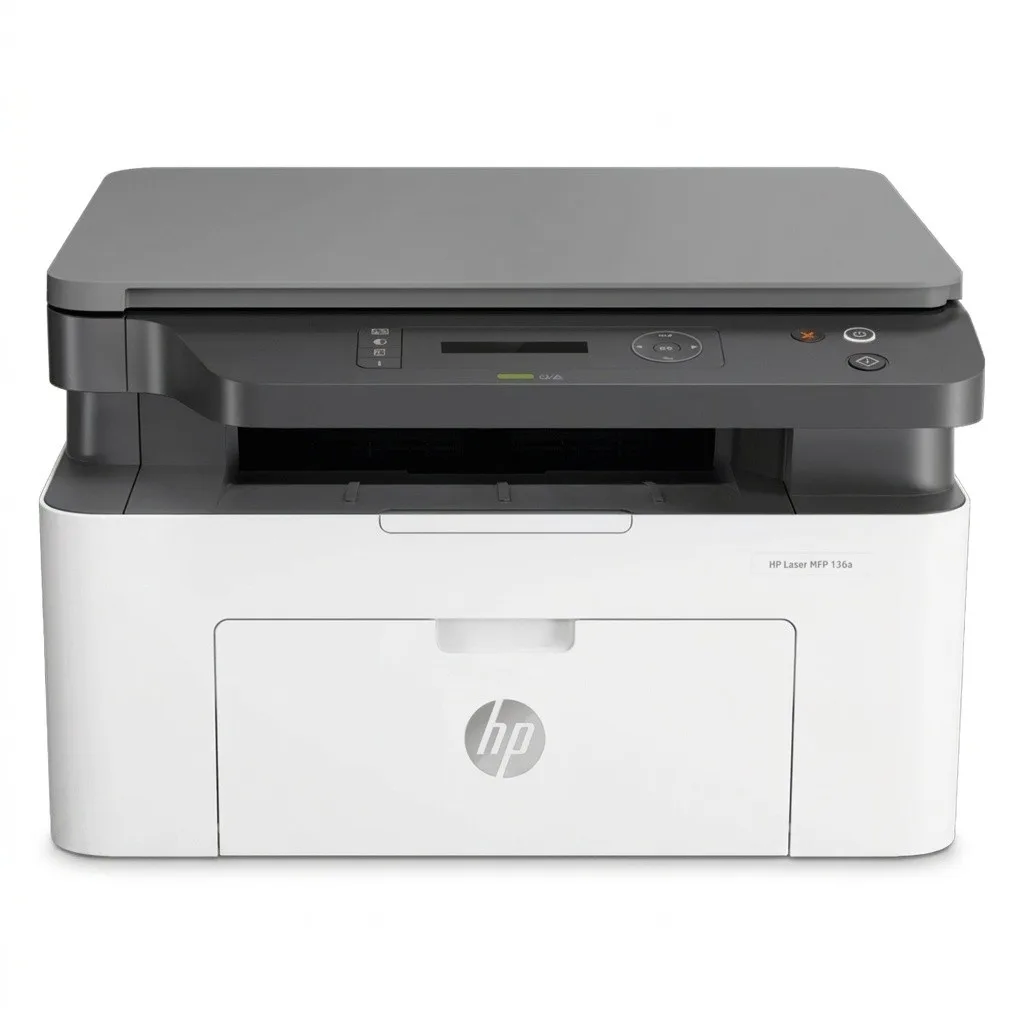 پرینتر لیزری 3 کاره اچ‌پی مدل Laser MFP 136w با قابلیت پرینت، اسکن و کپی، مجهز به اتصال Wi-Fi و USB