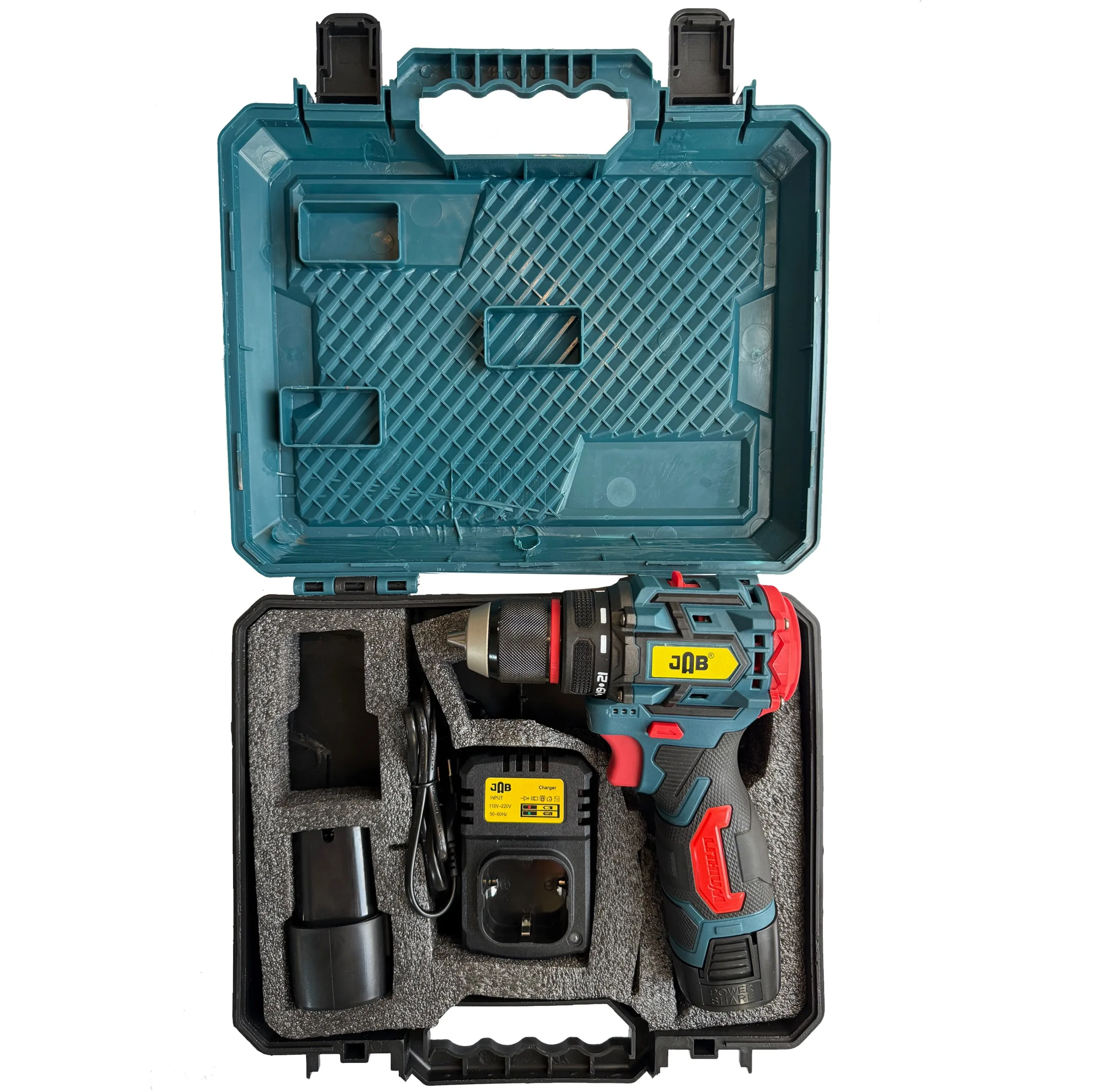 مجموعه 5 عددی دریل پیچ گوشتی شارژی براشلس 10 میلی متری 88 ولت جاب مدل JB-88 POWER X