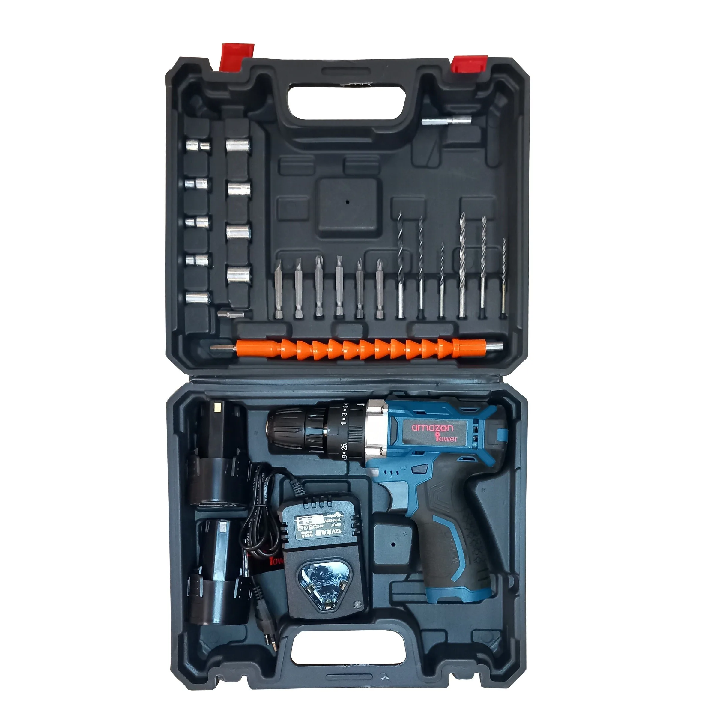 مجموعه 28 عددی دریل پیچ گوشتی شارژی چکشی آمازون مدل DV18V