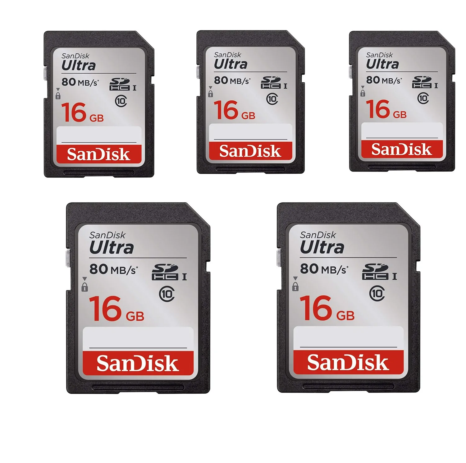 کارت حافظه SDHC سن دیسک مدل Ultra کلاس 10 استاندارد UHS-I U1 سرعت 533X 80MBps ظرفیت 16 گیگابایت بسته 5عددی