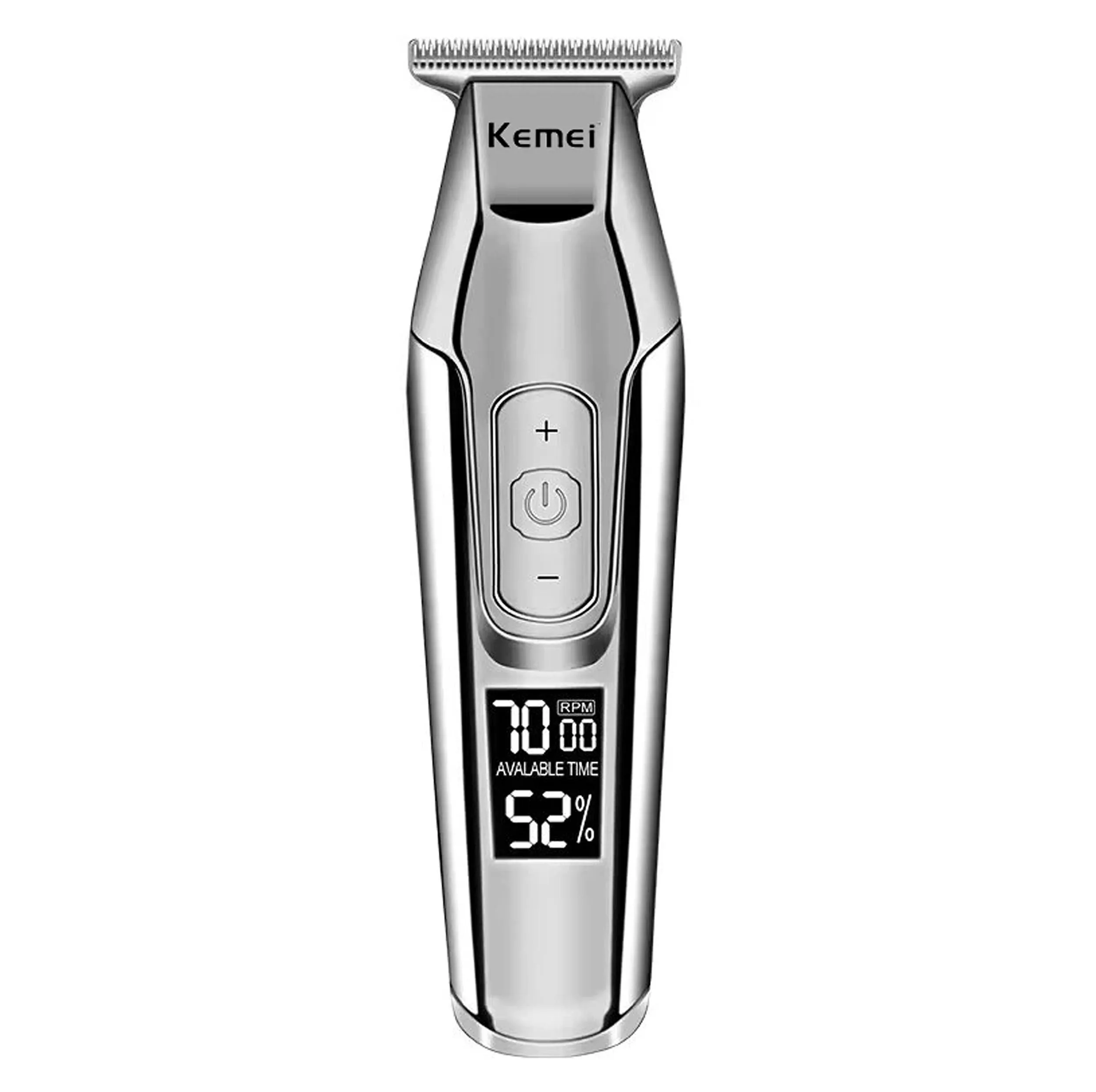 ماشین اصلاح موی سر و صورت کیمی مدل KM-5027A با تیغه استیل پیشرفته، قابلیت تنظیم سرعت، 6 عدد شانه راهنما و شانه اصلاح حرفه‌ای، باتری با شارژ 120 دقیقه و استفاده 270 دقیقه