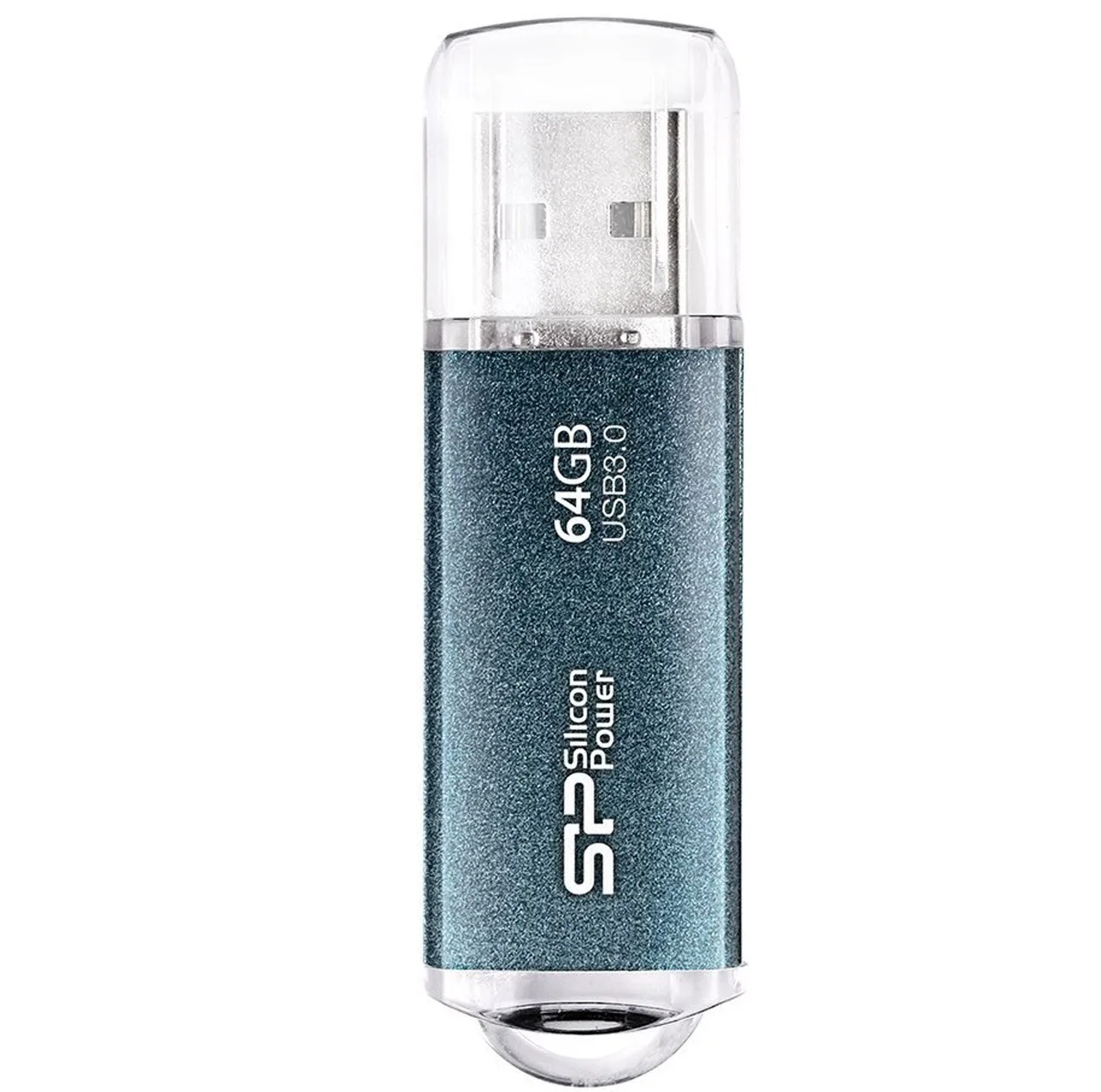 فلش مموری 64 گیگابایتی سیلیکون پاور مدل Marvel M01 با رابط USB3.0، بدنه آلومینیومی ضدخش، نشانگر LED و درپوش محافظ درگاه USB