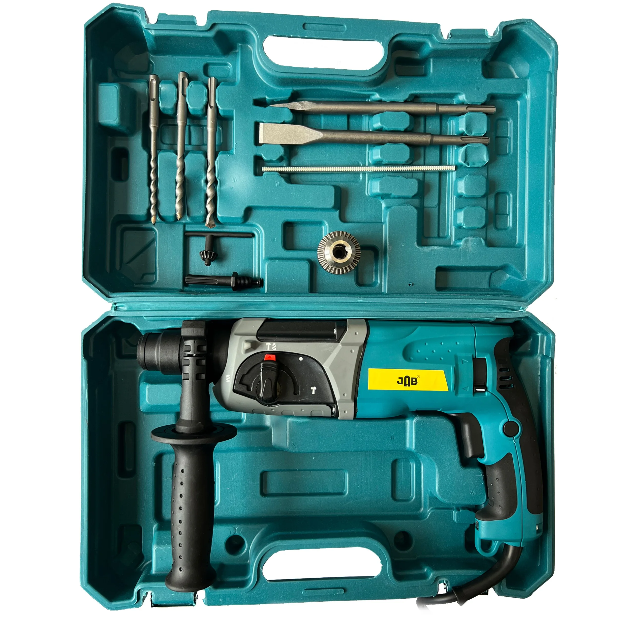 دریل بتن کن 5000 وات سه نظام چهار شیار جاب مدل JB-2550 SDS Plus مجموعه 14 عددی