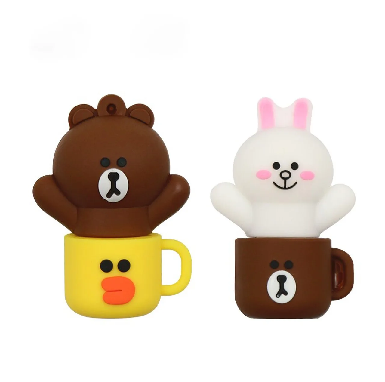 فلش مموری طرح خرس براون و کانی مدل Ul-Line friends ظرفیت 128 گیگابایت مجموعه دو عددی