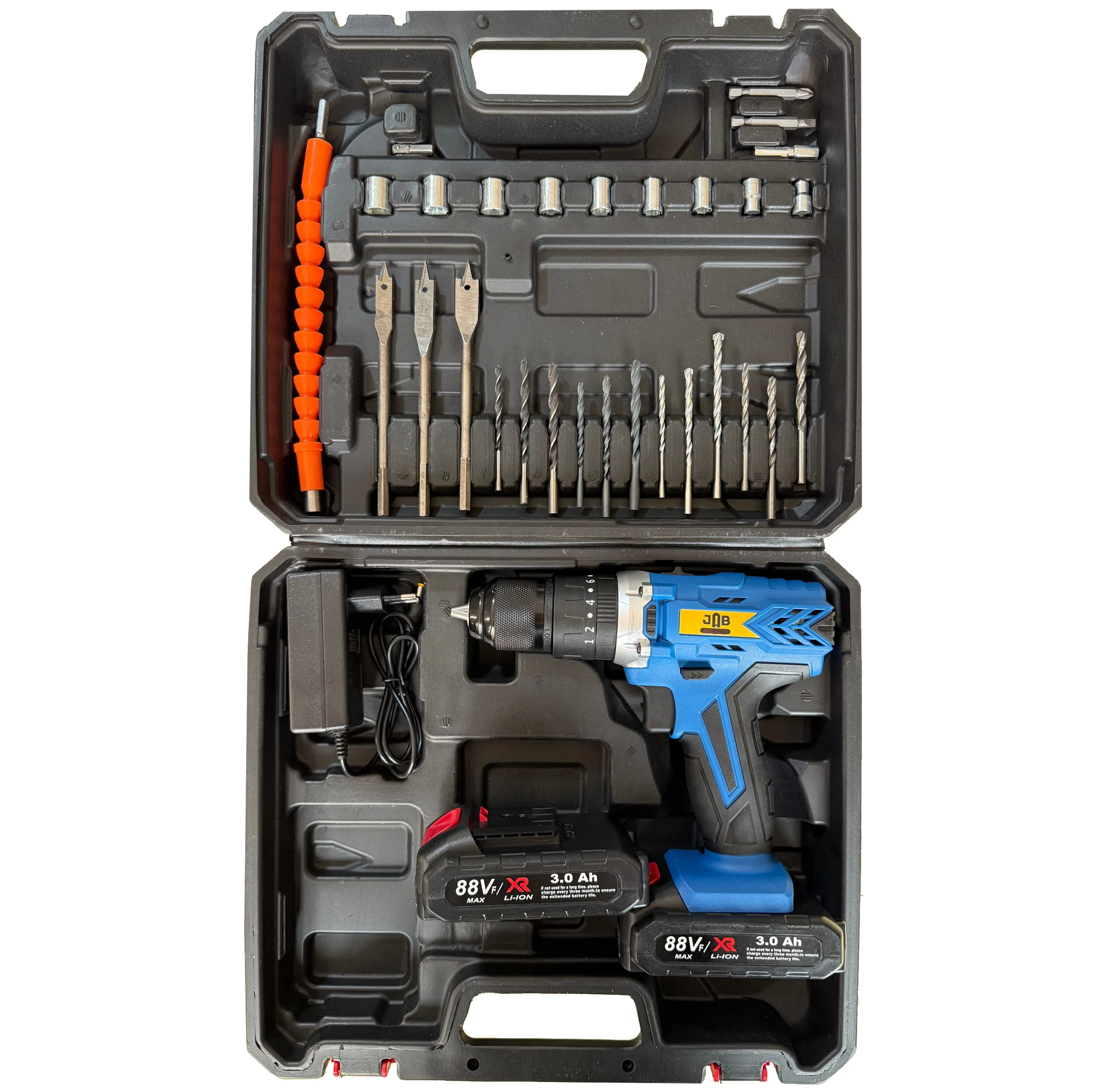 پیچ گوشتی شارژی 88 ولت سه نظام جاب مدل JB-88 POWER X مجموعه 40 عددی