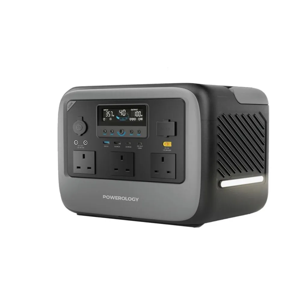 پاوراستیشن 1200 وات قابل حمل پاورولوژی مدل PWGC1200GY ظرفیت 10600 میلی‌ آمپر ساعت