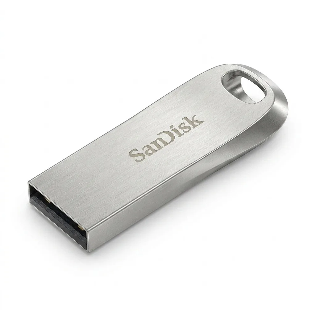 فلش مموری سن دیسک Ultra Luxe ظرفیت 64 گیگابایت با رابط USB 3.1 سرعت خواندن تا 150 مگابایت بر ثانیه، بدنه فلزی مقاوم، پشتیبانی از نرم‌افزار رمزگذاری اطلاعات