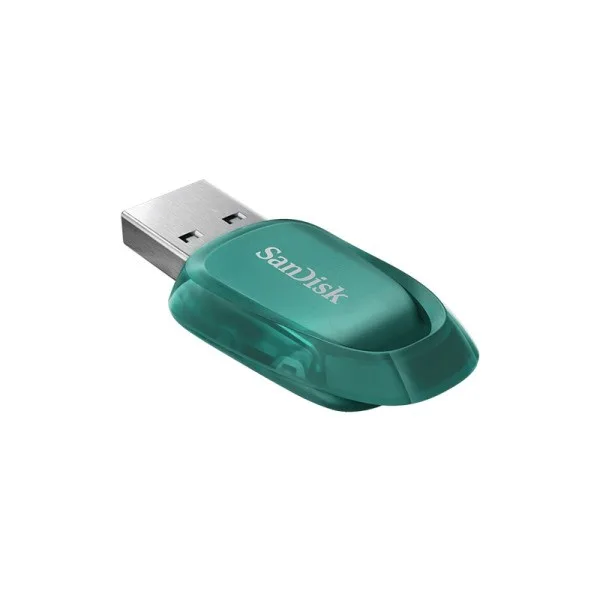 فلش مموری 512 گیگابایتی سن دیسک مدل ECO، با پورت USB 3.2 Gen 1، سرعت خواندن تا 100 مگابایت بر ثانیه، مقاوم در برابر ضربه، دارای حلقه کلید داخلی