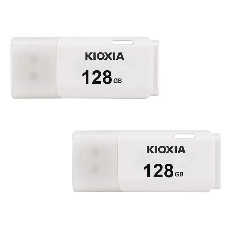 فلش مموری کیوکسیا مدل U202 ظرفیت 128 گیگابایت بسته دو عددی با رابط USB 2.0، مقاومت در برابر ضربه، طراحی ساده و ابعاد کوچک، مصرف انرژی پایین و قابلیت Plug & Play