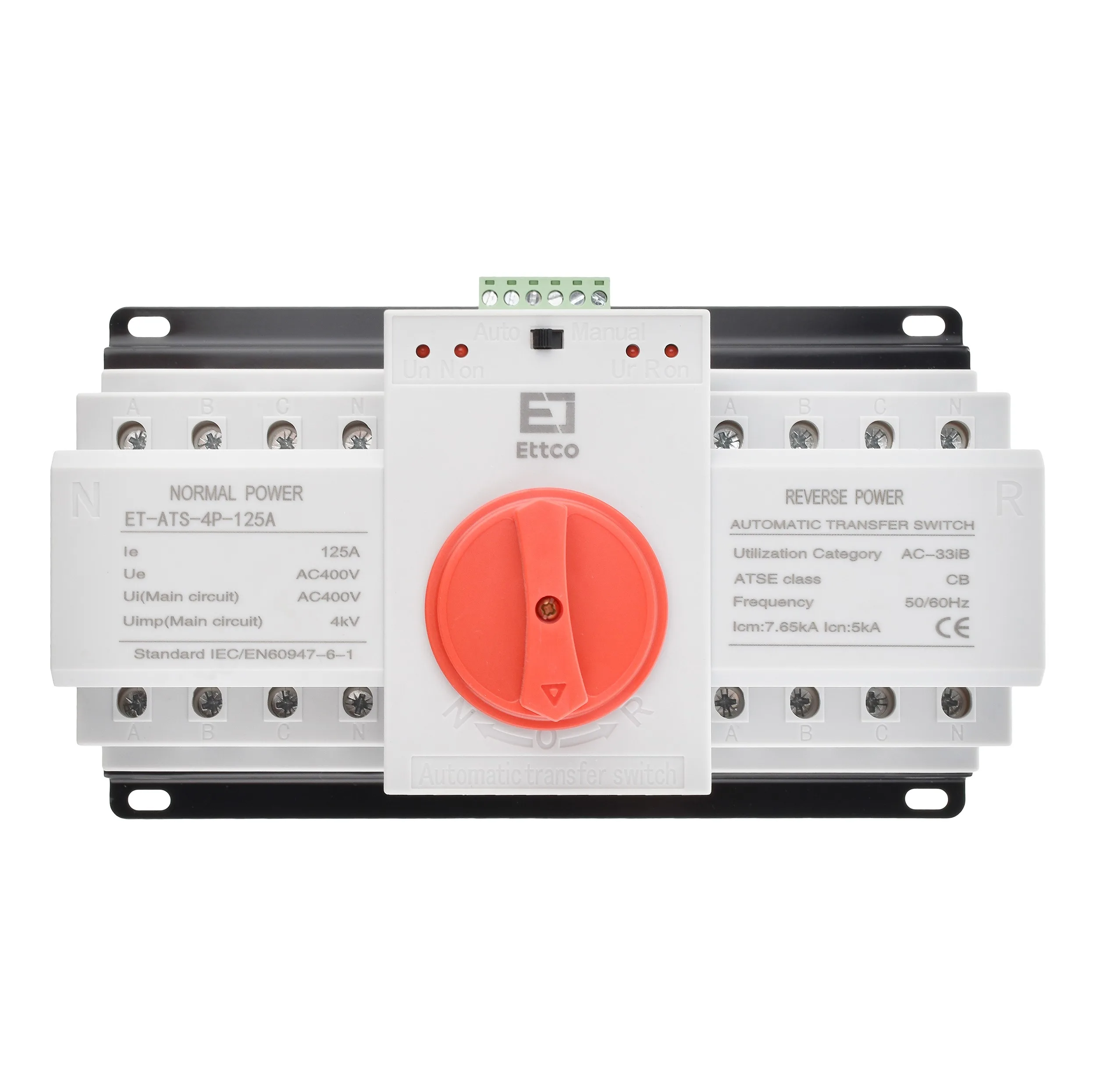 سوییچ انتقال خودکار اتکو مدل دوگانه قدرت سه فاز 125 آمپر کد ET-ATS-4P-125A